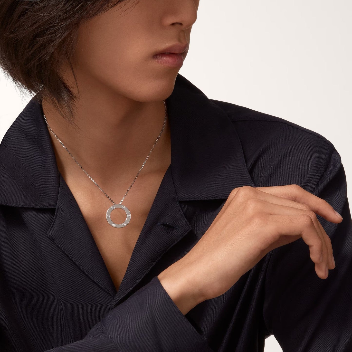 [AuraEcho]LOVE NECKLACE 16MM 3 DIAMONDS