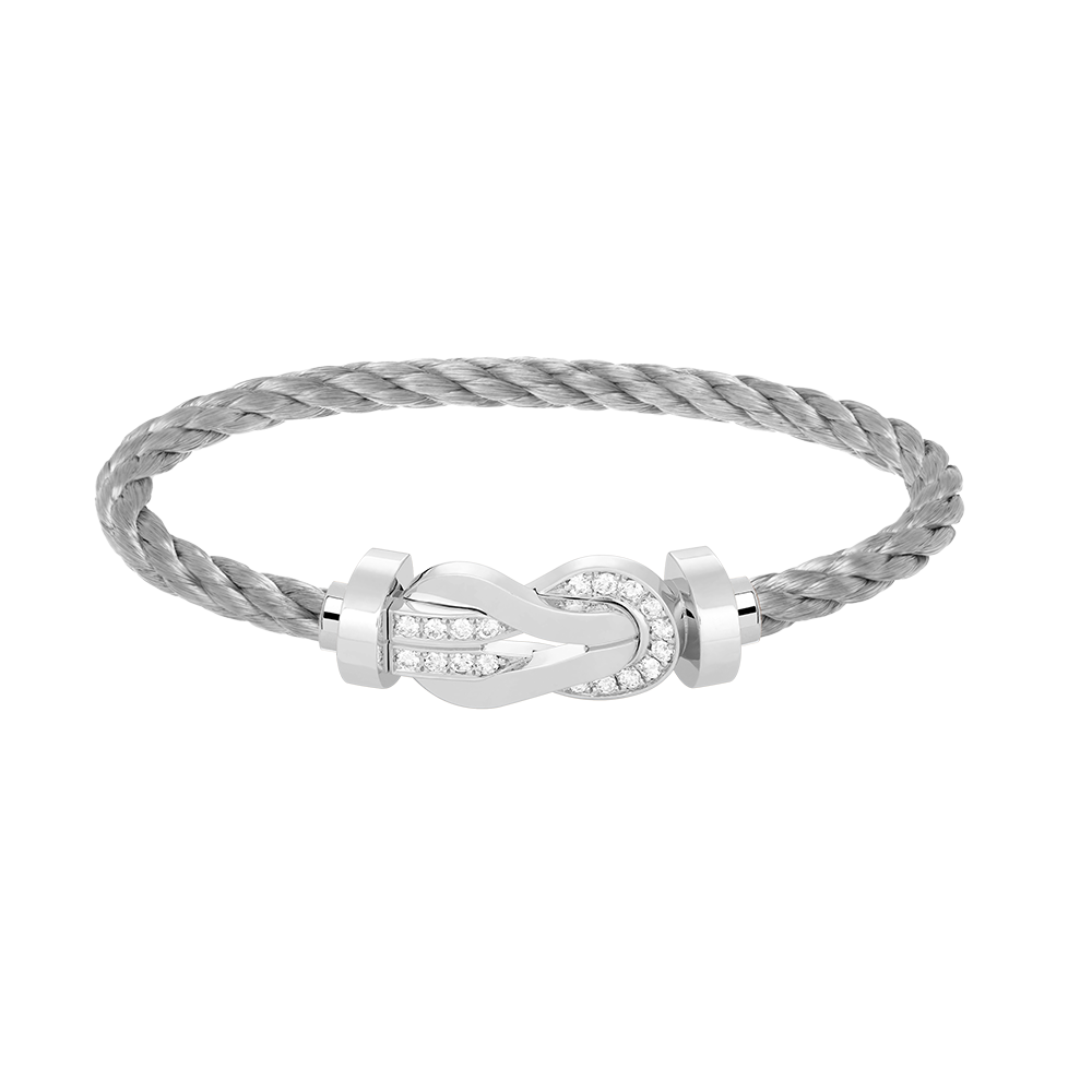 [AuraEcho]CHANCE LARGE 8 FIGURE BUCKLE HALF DIAMOND BRACELET SILVER