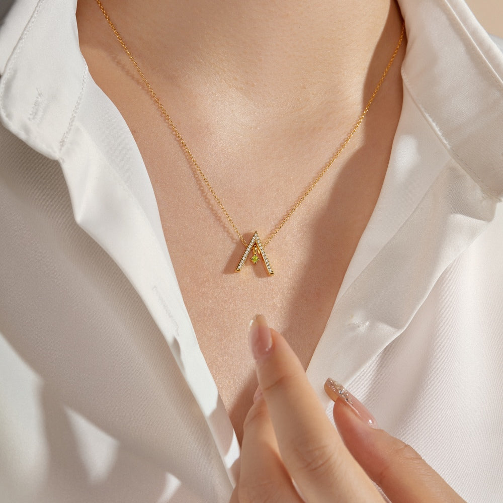 [AuraEcho]Sparkling "A" Shape Necklace
