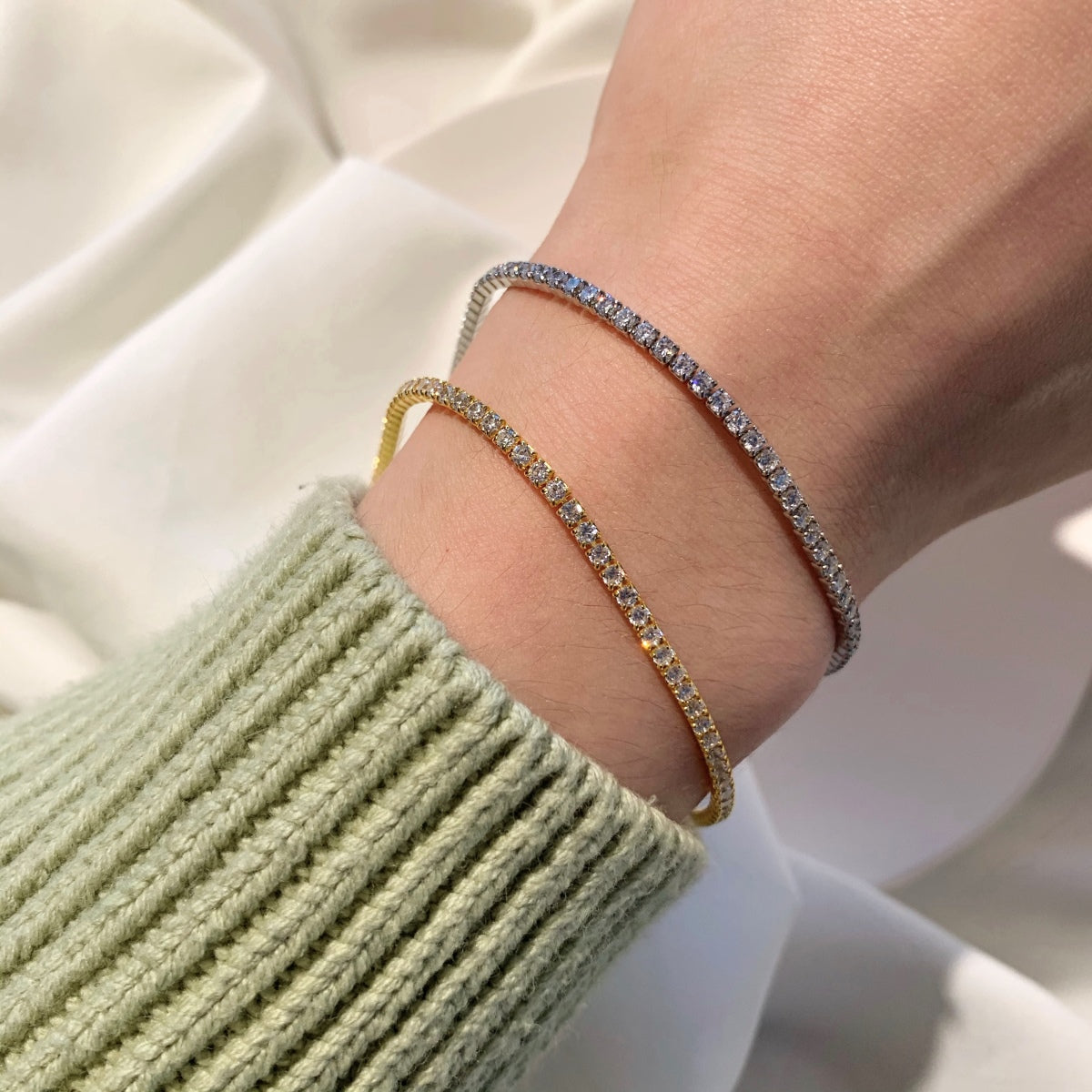 [AuraEcho]Radiant Shinning Princess Cut Tennis Bracelet