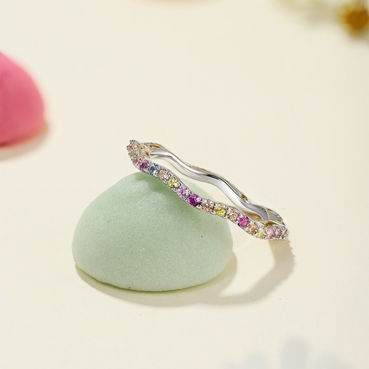 [AuraEcho]Dainty Colorful Round Cut Party Ring
