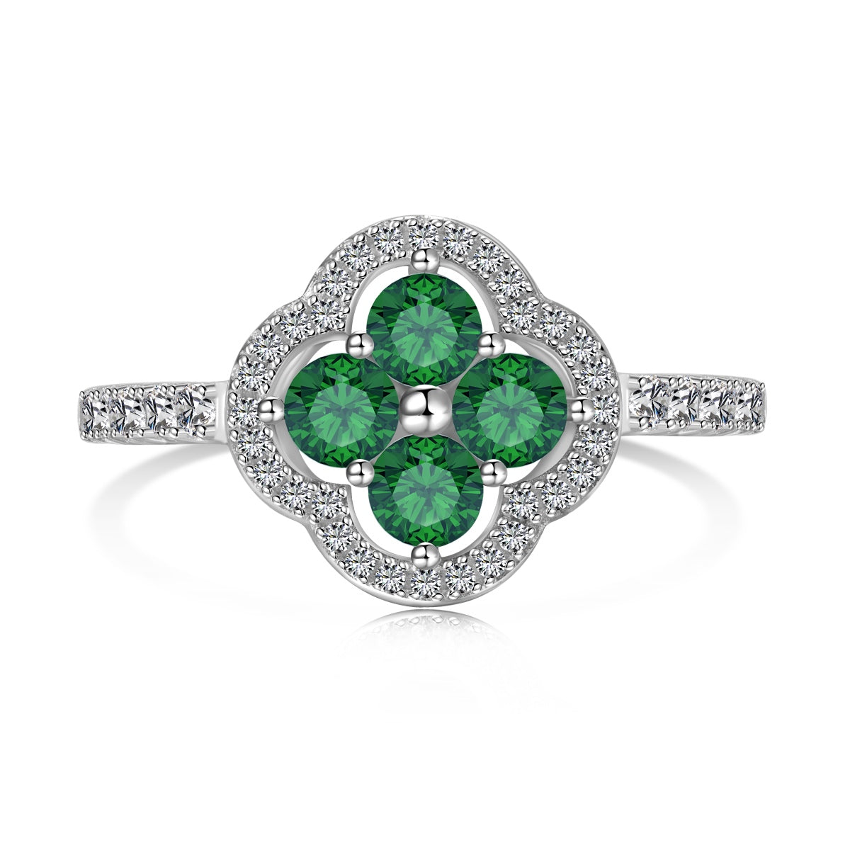 [AuraEcho]Four Leaf Clover Flower Design Ring