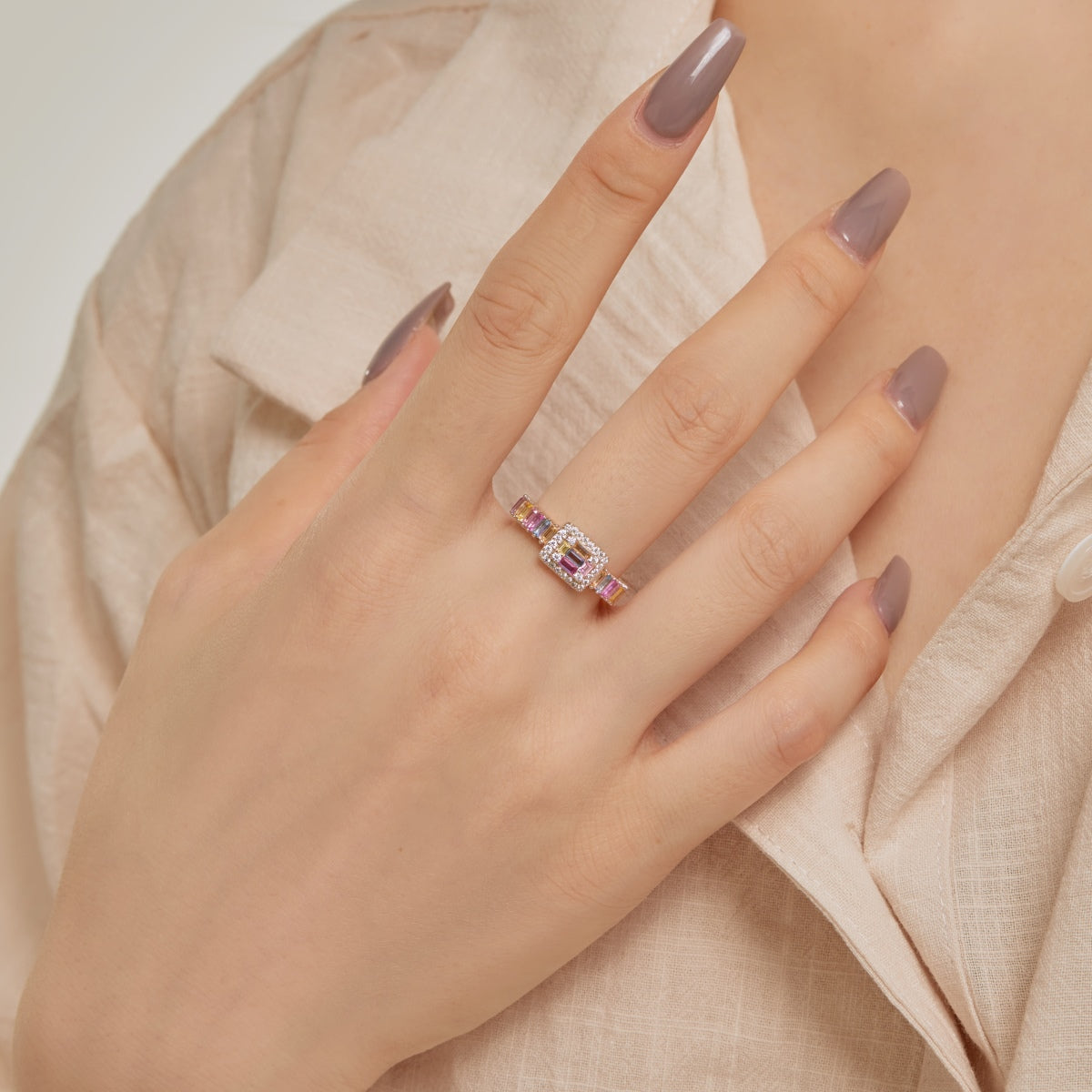[AuraEcho]Exquisite Colorful Radiant Cut Party Ring