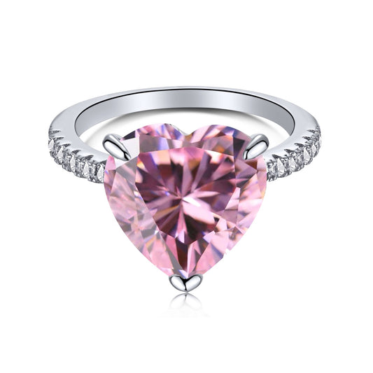 [AuraEcho]6.0 Carat Luxurious Sparkling Romantic Heart Cut Lover Ring