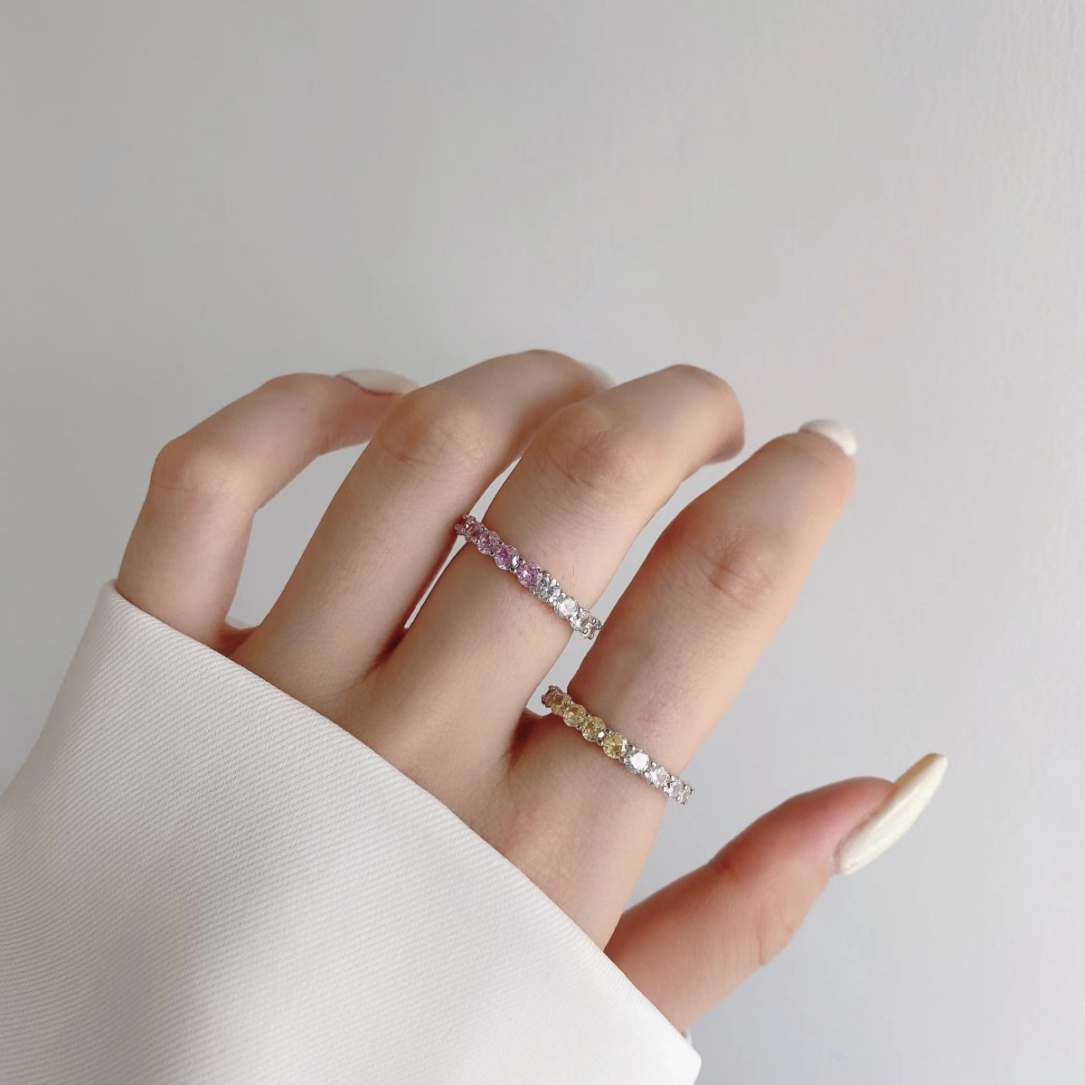[AuraEcho]Sparkling Round Cut Tennis Ring