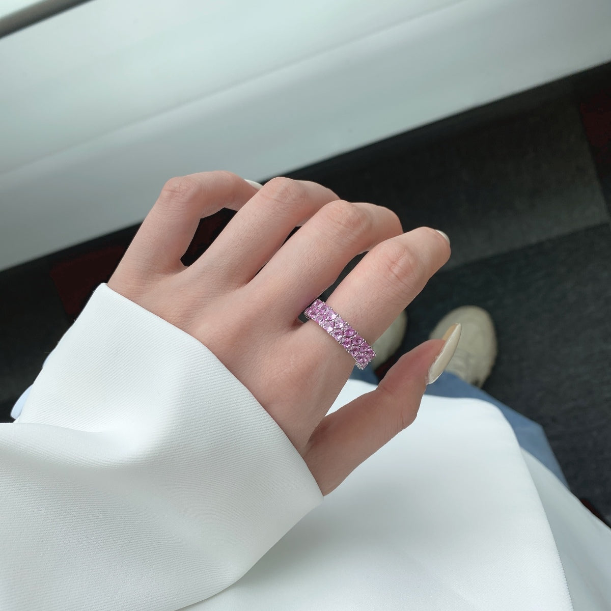 [AuraEcho]Sparkling Full Heart Ring