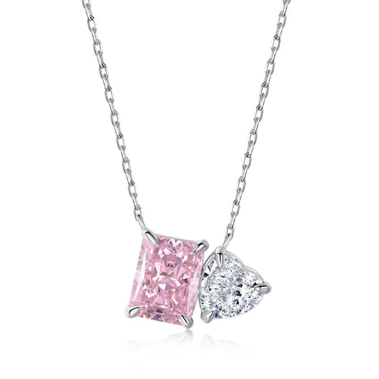 [AuraEcho]Dazzling Square & Heart Shape Necklace