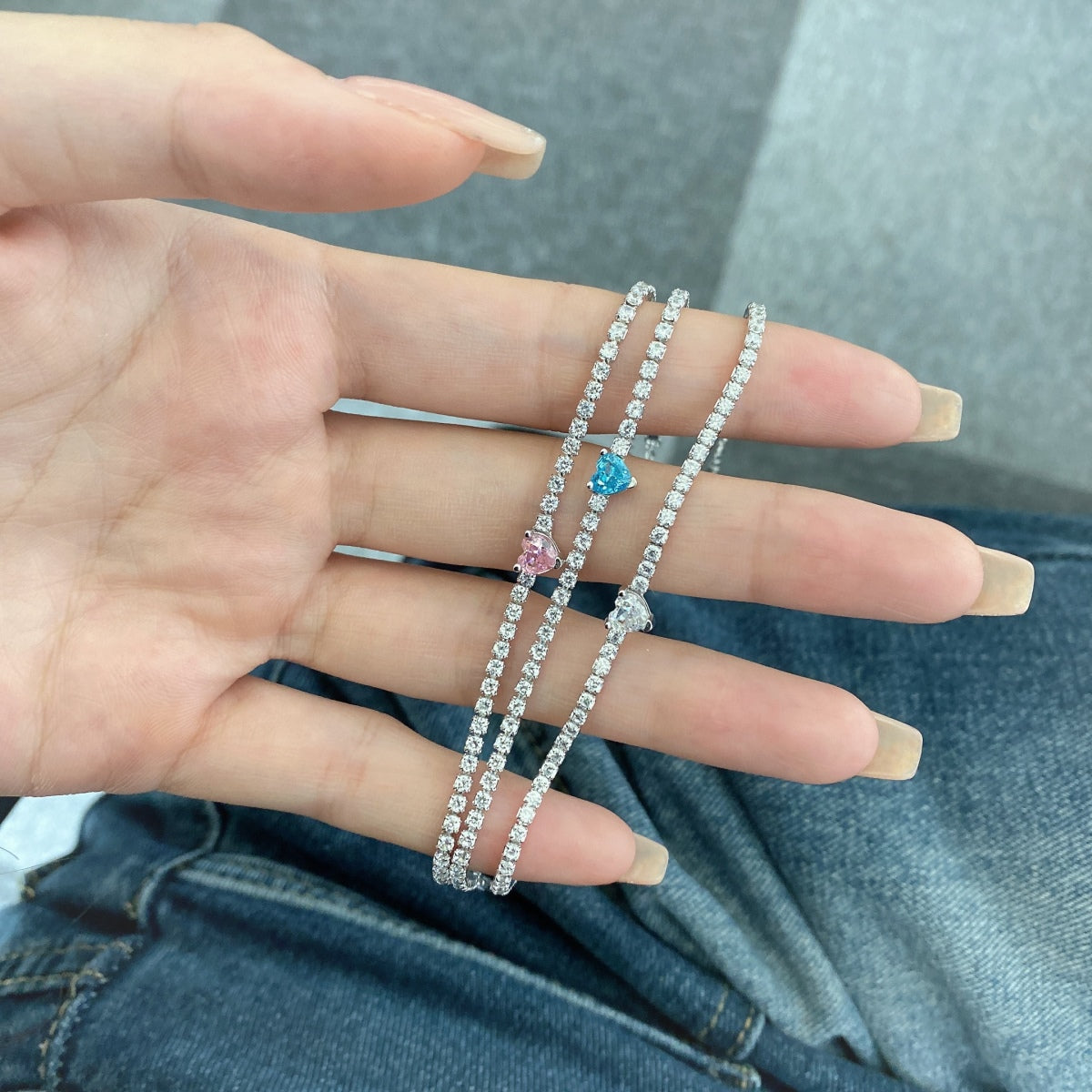 [AuraEcho]0.5 Carat Elegant Romantic Heart Shape Lover Bracelet