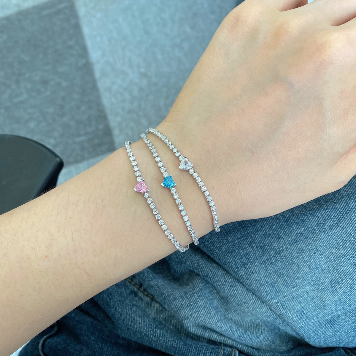 [AuraEcho]0.5 Carat Elegant Romantic Heart Shape Lover Bracelet