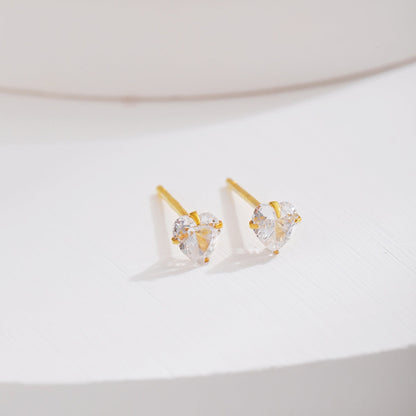 [AuraEcho]Sparkling Heart Shaped Simple Earrings