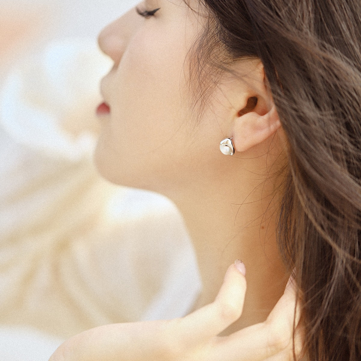 [AuraEcho]Dainty Bread Pearl Earrings