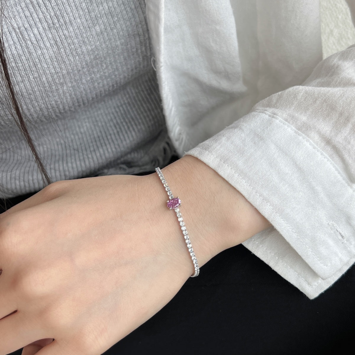 [AuraEcho]0.75 Carat Exquisite Oval Cut Daily Bracelet
