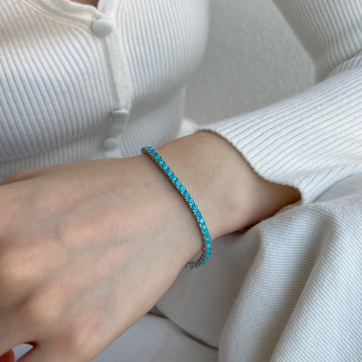 [AuraEcho]Dainty Charming Round Cut Tennis Bracelet