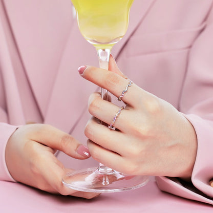 [AuraEcho]Dainty Colorful Round Cut Party Ring