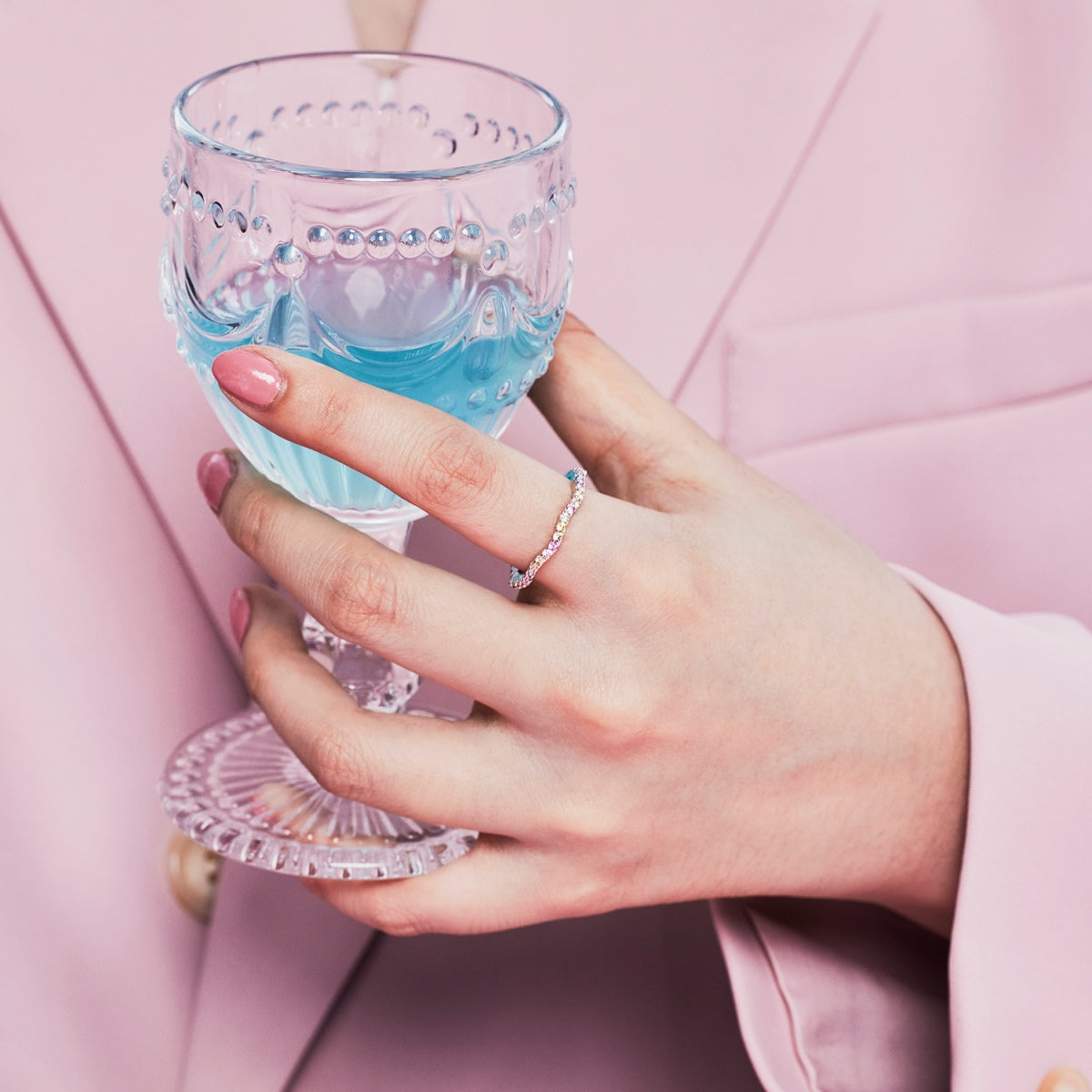 [AuraEcho]Dainty Colorful Round Cut Party Ring