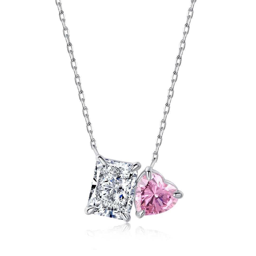 [AuraEcho]Dazzling Square & Heart Shape Necklace