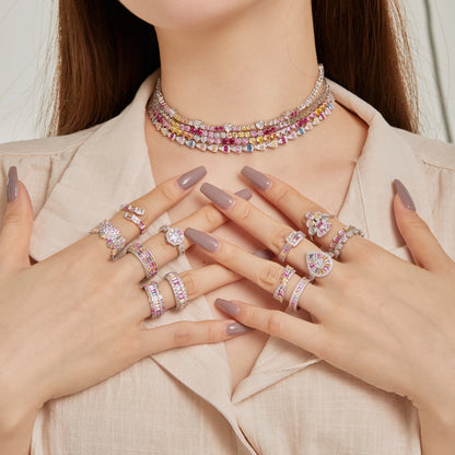 [AuraEcho]Dazzling Colorful Radiant Cut Party Ring