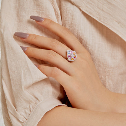 [AuraEcho]Elegant Colorful Water Drop Shape Banquet Ring