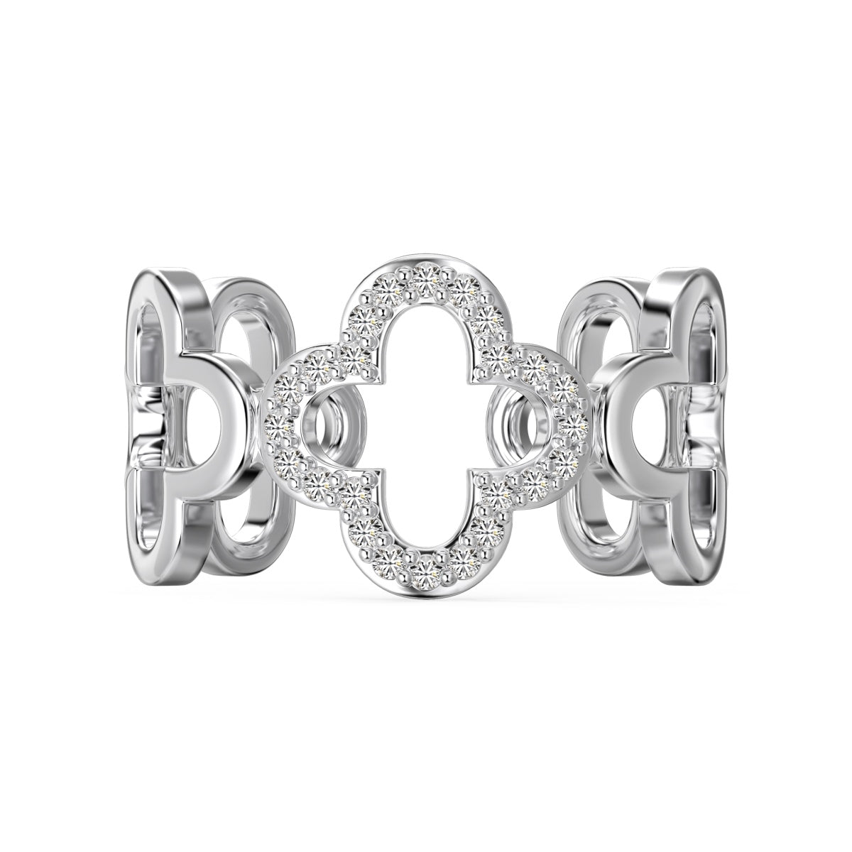 [AuraEcho]Hollow Design Four-Leaf Clover Flower Shape Ring