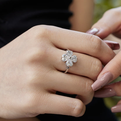 [AuraEcho]Heart-shaped Four-Leaf Clover Ball Ring