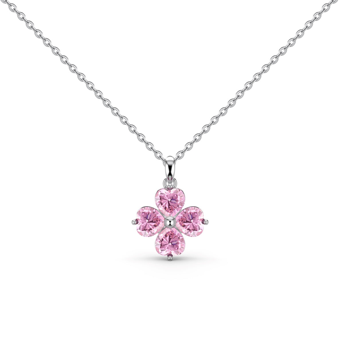 [AuraEcho]Heart-Shaped Four-Leaf Clover Bead Necklace