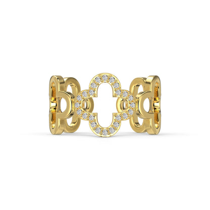 [AuraEcho]Hollow Design Four-Leaf Clover Flower Shape Ring
