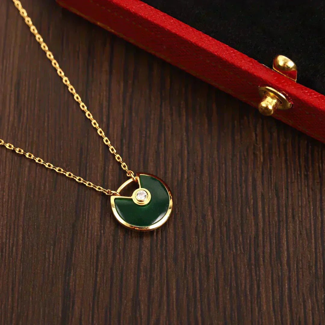 [AuraEcho]AMULETTE GOLD MALACHITE NECKLACE
