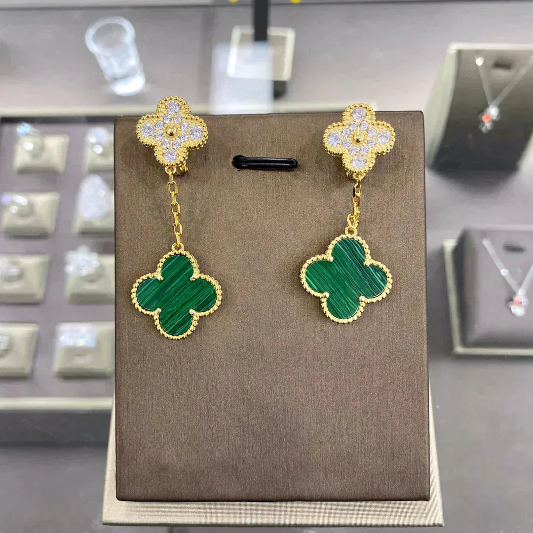 [AuraEcho]CLOVER  2 MOTIFS  DIAMOND  EARRINGS (MULTIPLE CHOICESç´