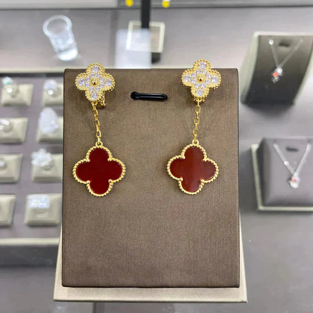 [AuraEcho]CLOVER  2 MOTIFS  DIAMOND  EARRINGS (MULTIPLE CHOICESç´