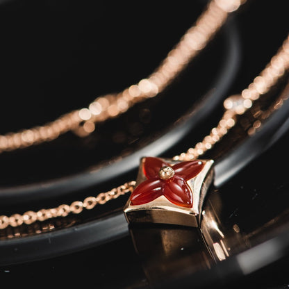 [AuraEcho]STAR NECKLACE PINK GOLD 1 DIAMOND
