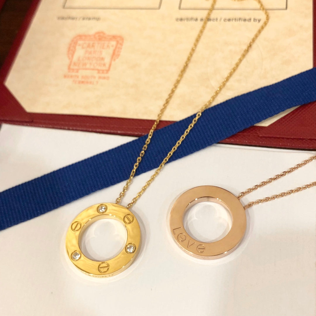 [AuraEcho]LOVE NECKLACE 16MM 3 DIAMONDS