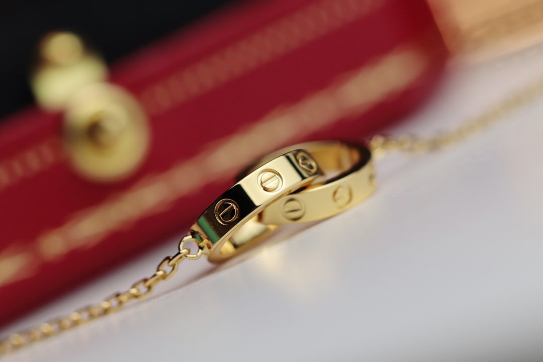 [AuraEcho]LOVE NECKLACE DOUBLE RING GOLD