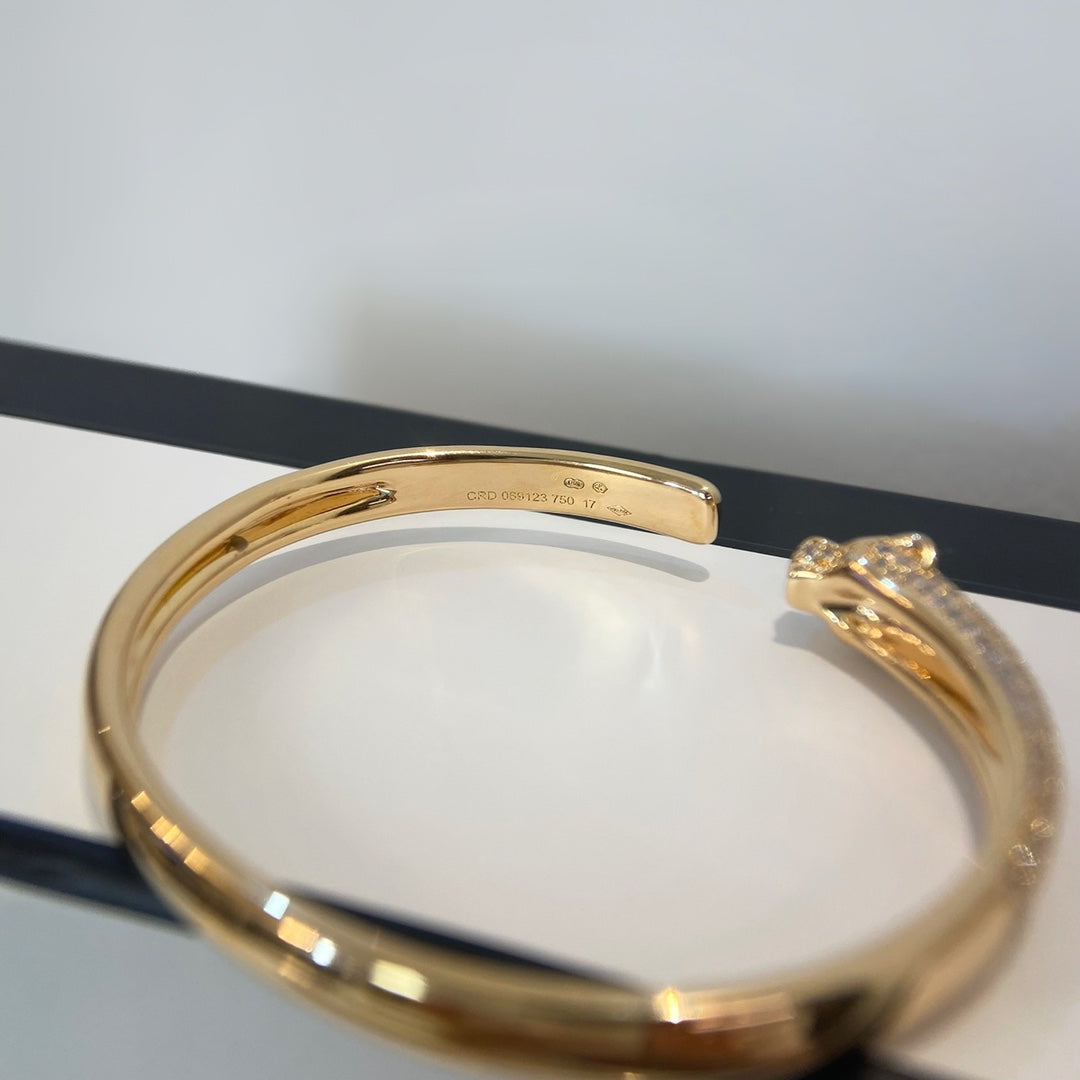 [AuraEcho]PANTHERE GOLD DIAMOND OPEN BRACELET