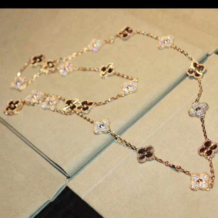 [AuraEcho]CLOVER 20 MOTIFS LASER DIAMOND NECKLACE