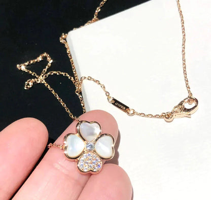 [AuraEcho]CLOVER MOP DIAMOND ROSE GOLD NECKLACE