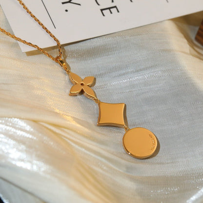 [AuraEcho]STAR AND SUN DIAMOND PINK GOLD NECKLACE