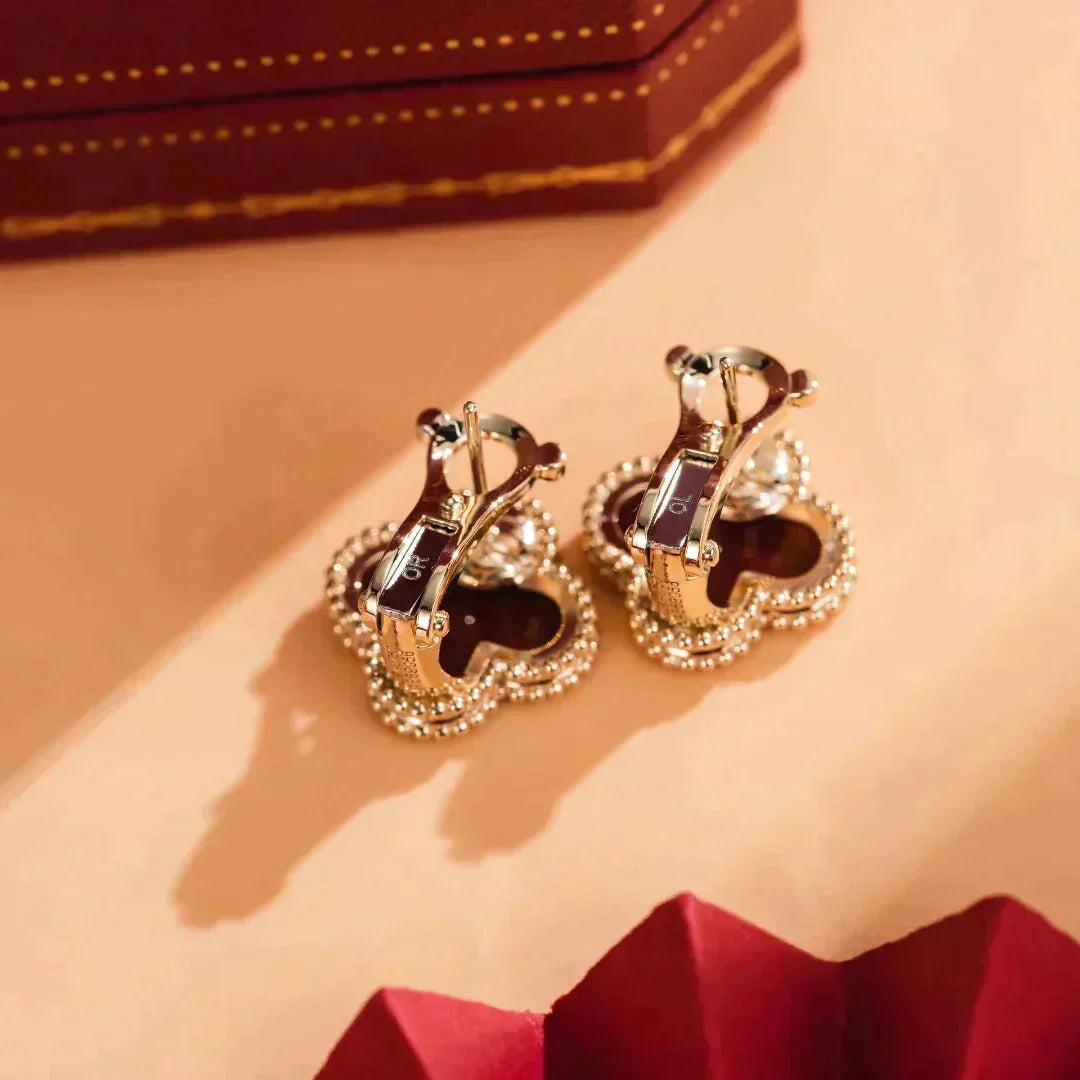 [AuraEcho]CLOVER MEDIUM 1 MOTIFS CARNELIAN  EARRINGS