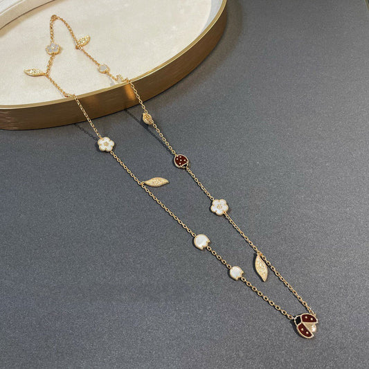 [AuraEcho]LUCKY SPRING 15 MOTIFS GOLD NECKLACE