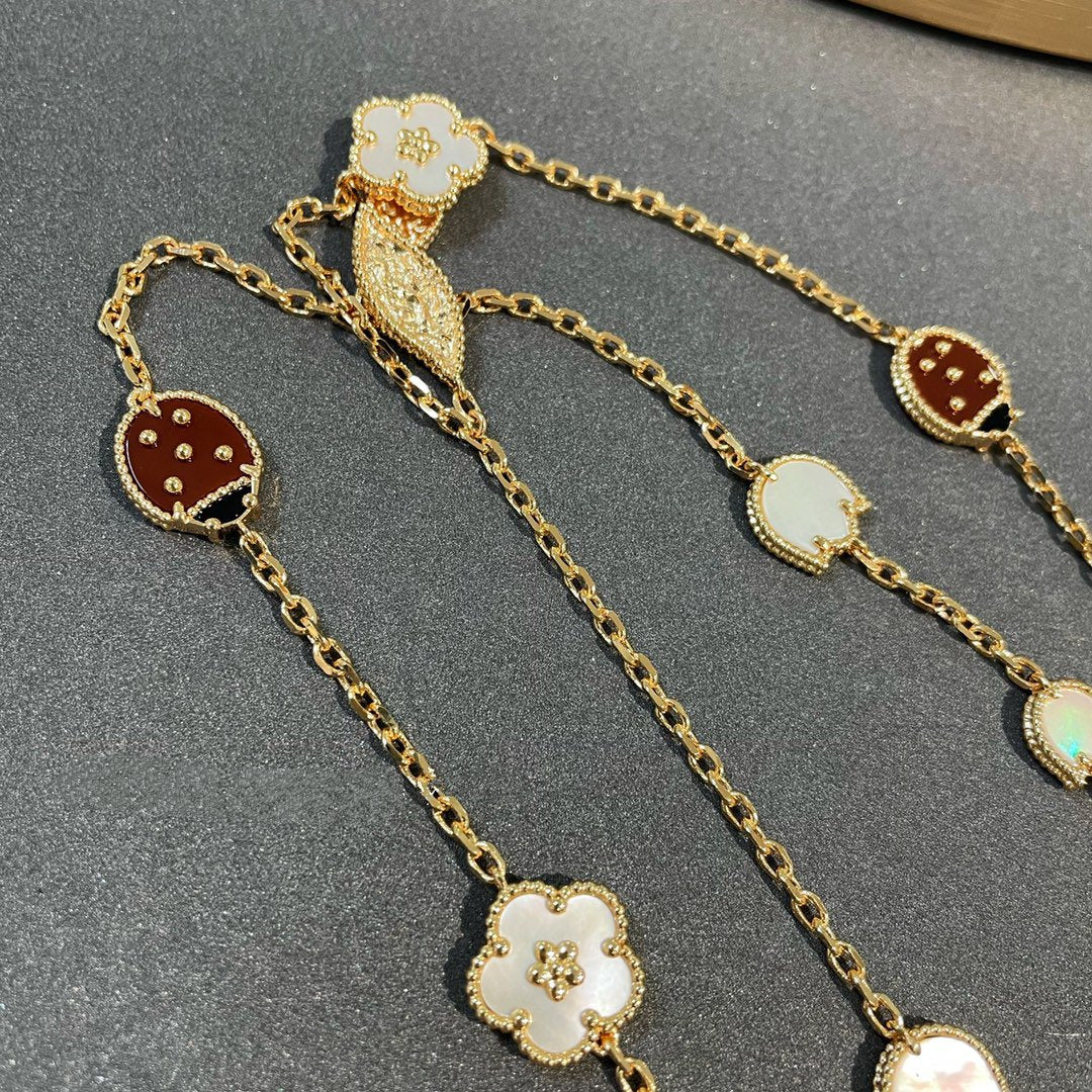 [AuraEcho]LUCKY SPRING 15 MOTIFS GOLD NECKLACE