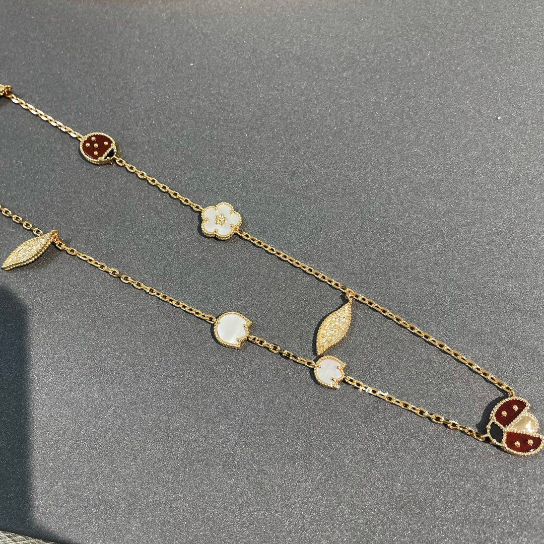 [AuraEcho]LUCKY SPRING 15 MOTIFS GOLD NECKLACE