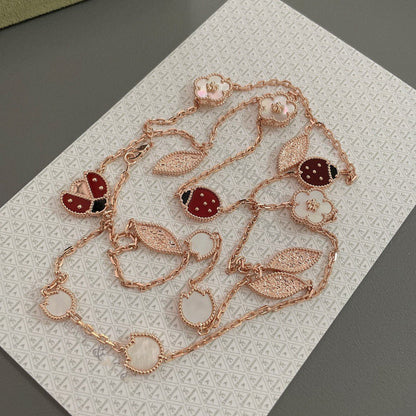 [AuraEcho]LUCKY SPRING 15 MOTIFS ROSE GOLD NECKLACE