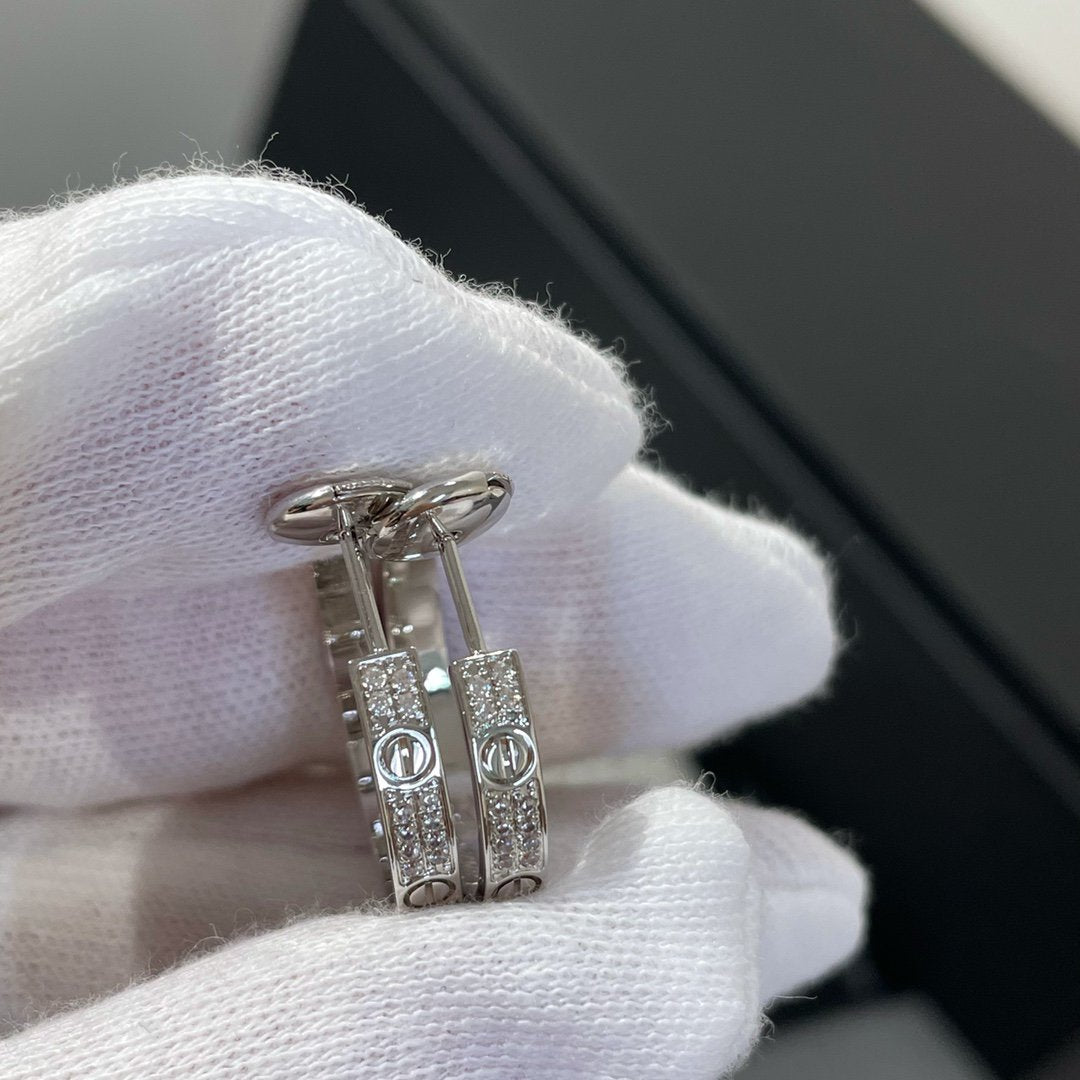 [AuraEcho]LOVE DIAMOND SILVER HOOP EARRINGS