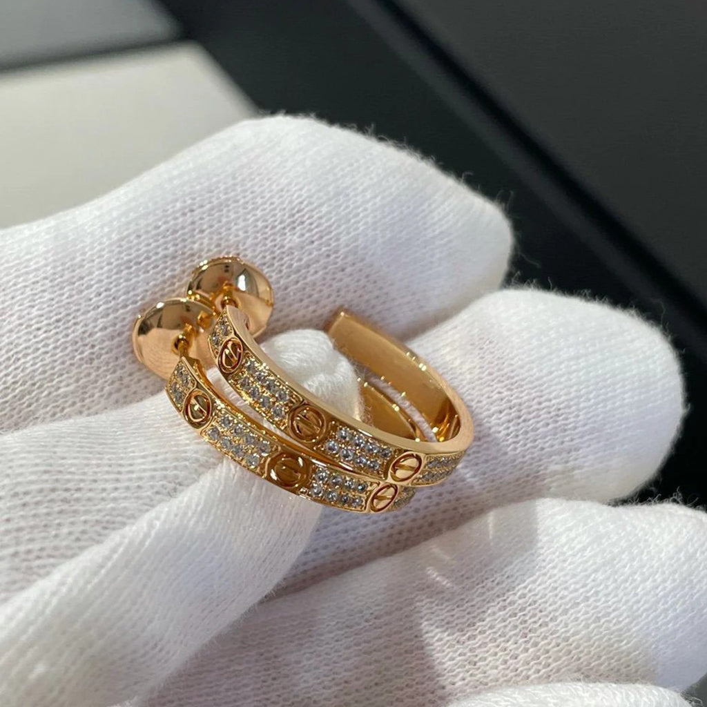 [AuraEcho]LOVE EARRINGS 3.6MM DIAMOND PAVED