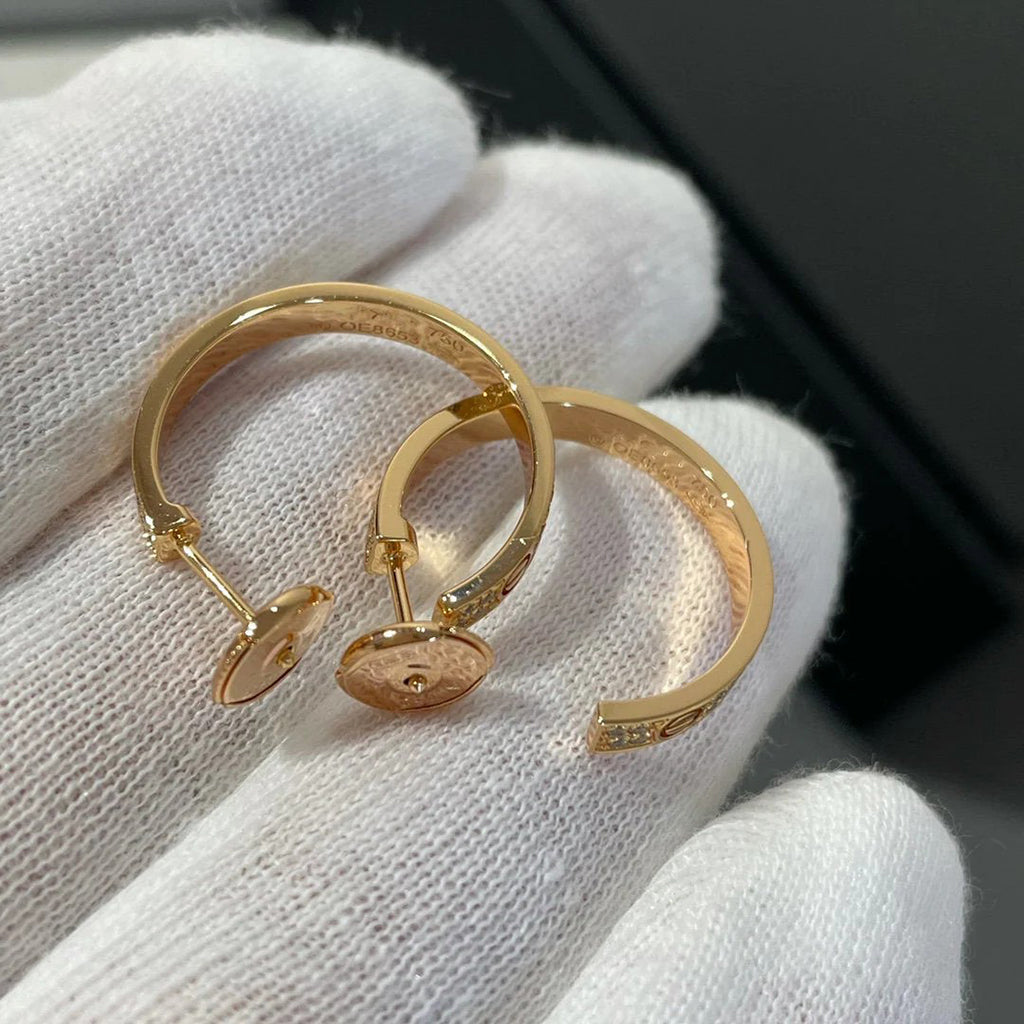 [AuraEcho]LOVE EARRINGS 3.6MM DIAMOND PAVED