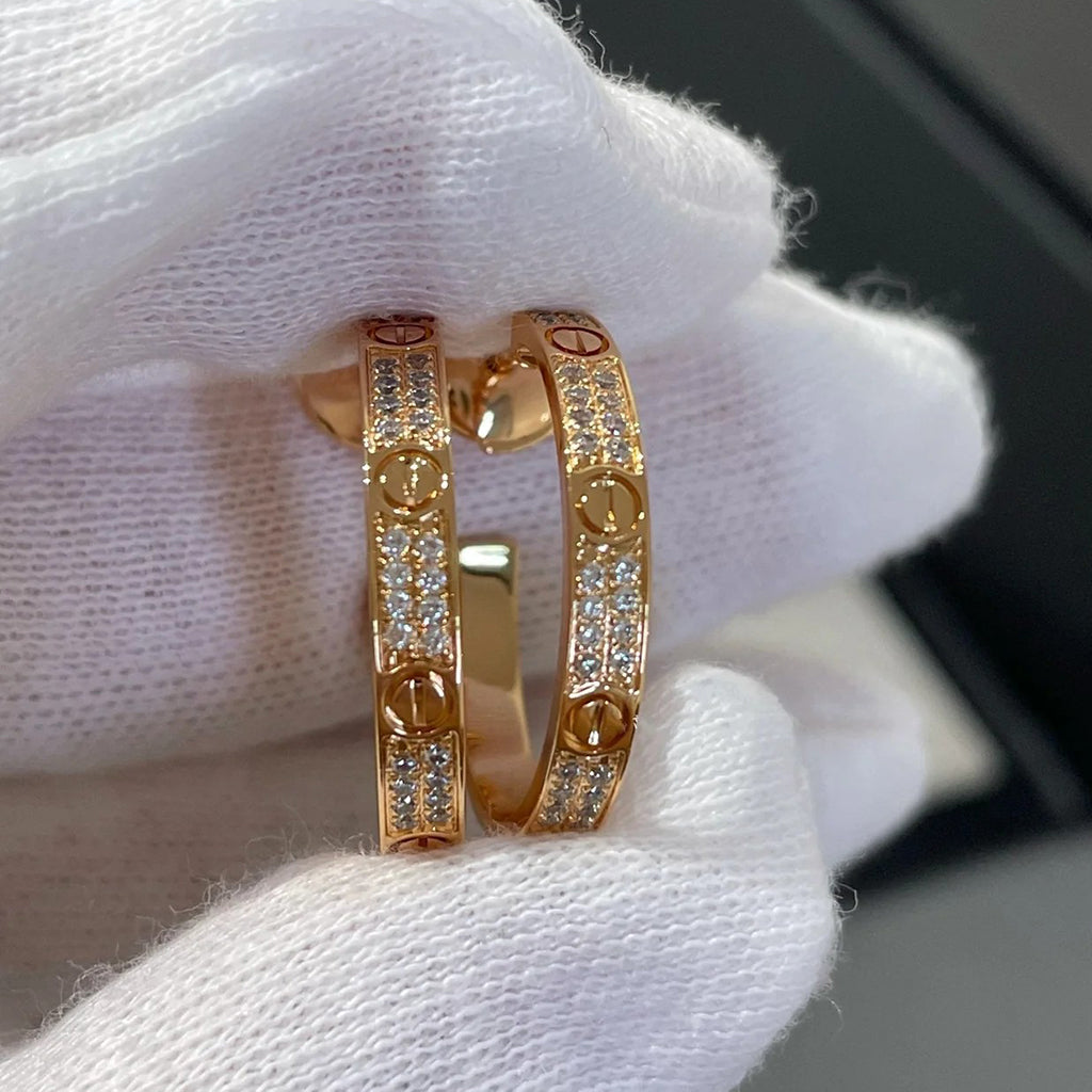 [AuraEcho]LOVE EARRINGS 3.6MM DIAMOND PAVED