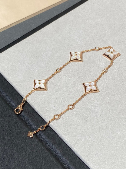 [AuraEcho]STAR 4 MOTIF MOP DIAMOND PINK GOLD BRACELET