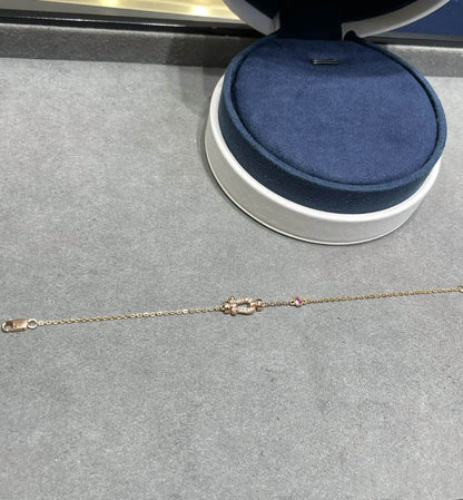 [AuraEcho]FORCE 10 DIAMOND CHAIN LINK PINK GOLD BRACELET