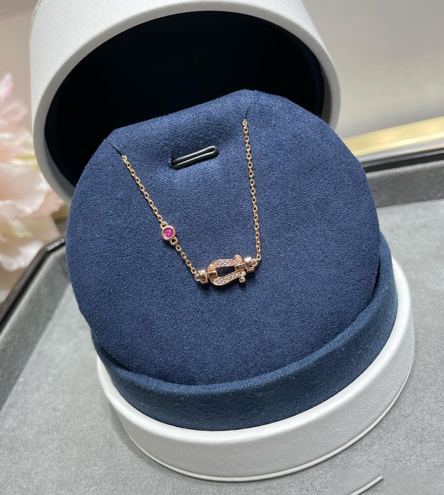 [AuraEcho]FORCE 10 DIAMOND CHAIN LINK PINK GOLD BRACELET