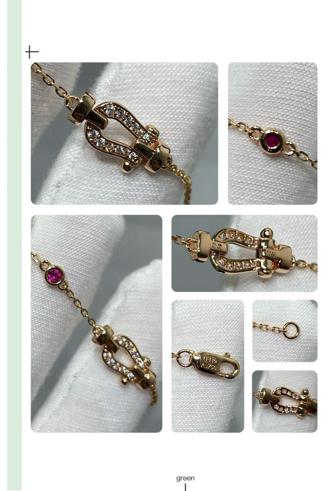 [AuraEcho]FORCE 10 DIAMOND CHAIN LINK PINK GOLD BRACELET
