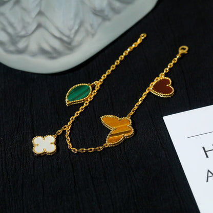 [AuraEcho]LUCKY SPRING 5 MOTIF GOLD BRACELET